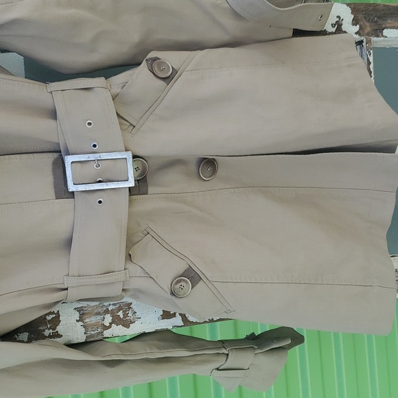 MaxMara Classics Khaki Mini Spy Trench coat, Melania Style Trench Wrap coat S/M - Picture 7 of 14